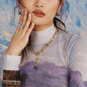 18K Gold Plated Black Pearl Pendant Necklace